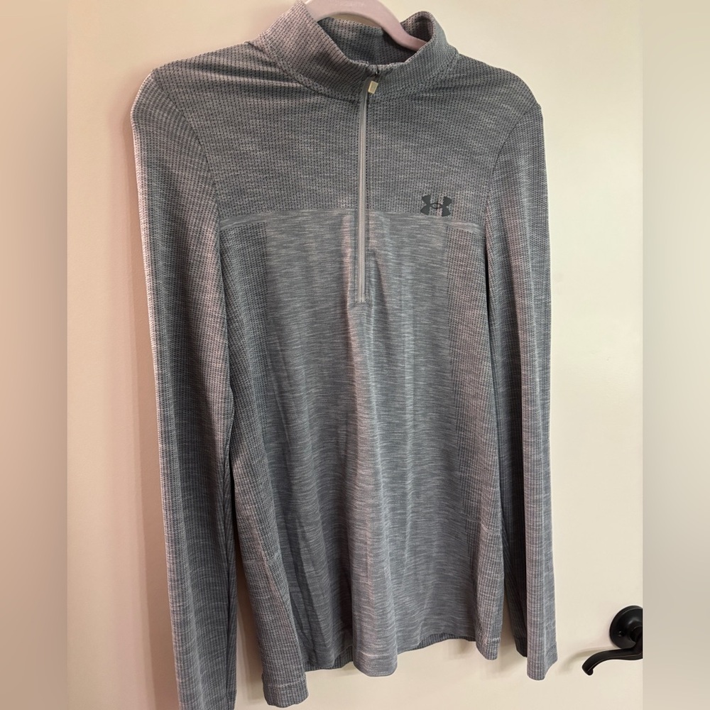 Under Armour Heather Gray Quarter-Zip Long-Sleeve Pullover